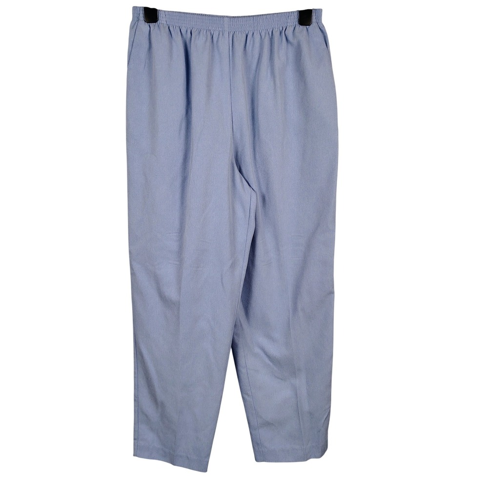 Alfred Dunner Womens SZ 16 Straight Leg Pants Light Blue Textured Grandma Core
